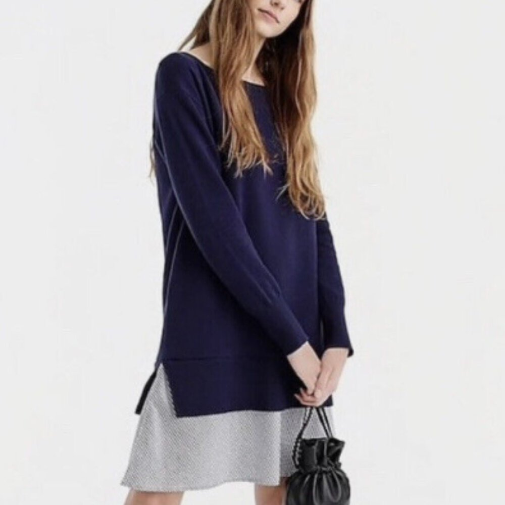 NWT J. Crew Sweater-dress with ruffle hem in navy Size M- PERFECT CONDITION!